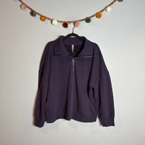 Athleta purple fleece lined half zip sweatshirt - Picture 1 of 5